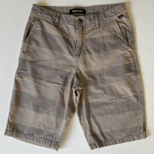 QUIKSILVER Shorts Men Size 30/Small Gray Wide Stripe 100% Cotton Casual Walking